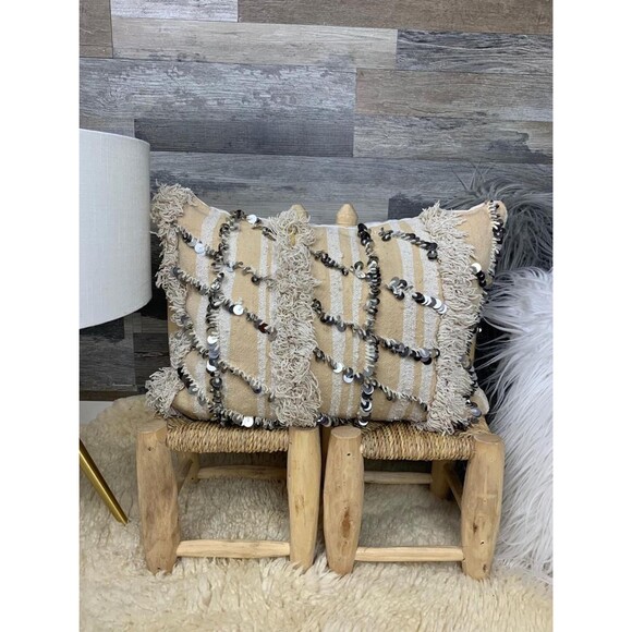 Vintage Handira Pillow Cover Moroccan Berber Wedding Blanket Cushion 03YS0049 - Picture 1 of 9